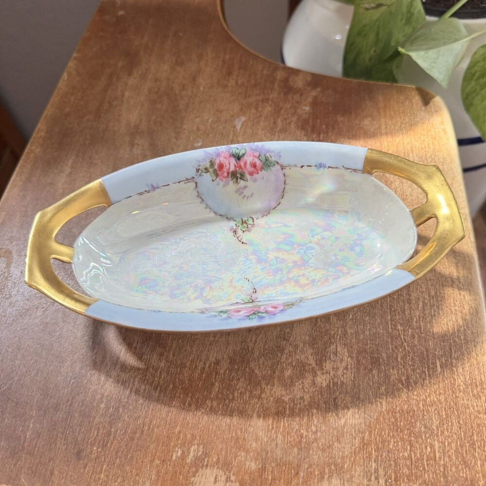Antique Hand Painted Celery/Bread Dish. Marked Germany